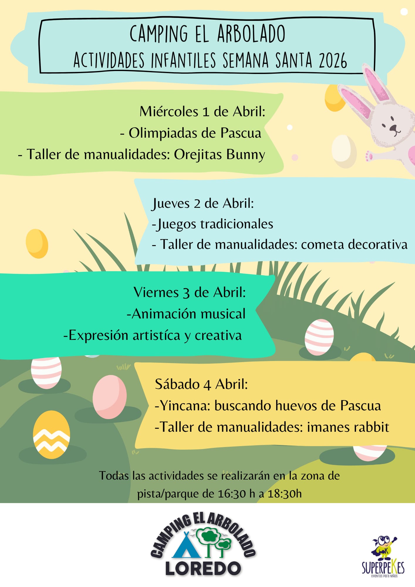 Actividades infantiles Semana Santa Camping El Arbolado